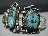 Very Rare Baslat Turquoise Vintage Native American Jewelry Navajo Sterling Silver Bracelet Cuff-Nativo Arts