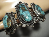 Very Rare Baslat Turquoise Vintage Native American Jewelry Navajo Sterling Silver Bracelet Cuff-Nativo Arts