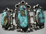 Very Rare Baslat Turquoise Vintage Native American Jewelry Navajo Sterling Silver Bracelet Cuff-Nativo Arts