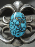 Very Rare **blue Wind Turquoise** Vintage Navajo Native American Jewelry Silver Bracelet-Nativo Arts