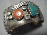 Very Rare Colorado Turquoise Vintage Native American Navajo Sterling Silver Bracelet Old-Nativo Arts