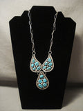 Very Rare *early Hallmark* Tom Moore Turquoise Native American Jewelry Silver Necklace-Nativo Arts