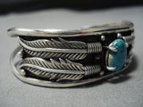 Very Rare Gilbert Turquoise Vintage Native American Jewelry Navajo Sterling Silver Feather Bracelet-Nativo Arts