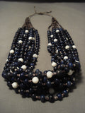 Very Rare Modernistic Navajo Native American Jewelry jewelry 'Rounded Lapis' Pearl Necklace-Nativo Arts