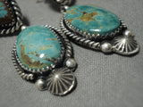 Very Rare!! Native American Navajo #8 Turquoise Royston Sterling Silver Native American Navajo Earrings-Nativo Arts