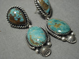 Very Rare!! Native American Navajo #8 Turquoise Royston Sterling Silver Native American Navajo Earrings-Nativo Arts