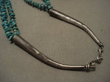 Very Rare Navajo Easter Blue Turquoise Long Cone Vintage Navajo Native American Jewelry Silver Necklace-Nativo Arts