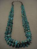 Very Rare Navajo Easter Blue Turquoise Long Cone Vintage Navajo Native American Jewelry Silver Necklace-Nativo Arts