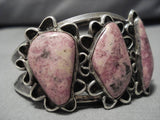 Very Rare Pink Stone Vintage Native American Navajo Sterling Silver Bracelet Old-Nativo Arts