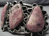Very Rare Pink Stone Vintage Native American Navajo Sterling Silver Bracelet Old-Nativo Arts