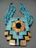 Very Rare Santo Domingo *sacred Turtle* Turquoise Native American Jewelry Silver Necklace-Nativo Arts