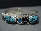 Very Rare Spiderweb Turquoise Vintage Native American Jewelry Navajo Sterling Silver Bracelet-Nativo Arts