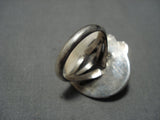 Very Rare Turquoise!! Vintage Native American Jewelry Navajo Blue Thunder Turquoise Sterling Silver Ring-Nativo Arts