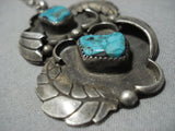 Very Rare Vintage Native American Jewelry Navajo Easter Blue Turquoise Sterling Silver Necklace Old-Nativo Arts