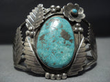 Very Rare Vintage Native American Jewelry Navajo 'Green Old Kingman Turquoise' Sterling Silver Bracelet-Nativo Arts
