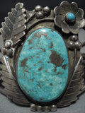 Very Rare Vintage Native American Jewelry Navajo 'Green Old Kingman Turquoise' Sterling Silver Bracelet-Nativo Arts