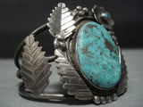 Very Rare Vintage Native American Jewelry Navajo 'Green Old Kingman Turquoise' Sterling Silver Bracelet-Nativo Arts