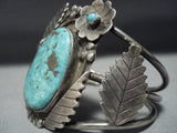 Very Rare Vintage Native American Jewelry Navajo 'Green Old Kingman Turquoise' Sterling Silver Bracelet-Nativo Arts