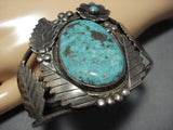 Very Rare Vintage Native American Jewelry Navajo 'Green Old Kingman Turquoise' Sterling Silver Bracelet-Nativo Arts