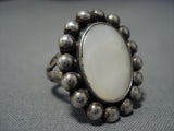 Very Rare Vintage Native American Jewelry Navajo Satellite Raindrop Sterling Silver Mop Ring-Nativo Arts