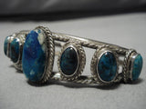 Very Rare!! Vintage Native American Navajo Azurite Sterling Silver Bracelet Old Cuff-Nativo Arts