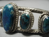 Very Rare!! Vintage Native American Navajo Azurite Sterling Silver Bracelet Old Cuff-Nativo Arts
