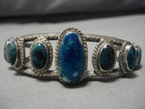 Very Rare!! Vintage Native American Navajo Azurite Sterling Silver Bracelet Old Cuff-Nativo Arts