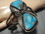 Very Rare!! Vintage Native American Navajo Blue Wind Turquoise Sterling Silver Bracelet Old-Nativo Arts