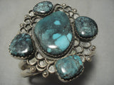 Very Rare!! Vintage Native American Navajo Gilbert Turquoise Sterling Silver Bracelet Old-Nativo Arts
