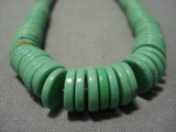 Very Rare Vintage Native American Navajo Graduating Gaspeite Sterling Silver Necklace Old-Nativo Arts
