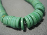 Very Rare Vintage Native American Navajo Graduating Gaspeite Sterling Silver Necklace Old-Nativo Arts