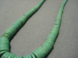 Very Rare Vintage Native American Navajo Graduating Gaspeite Sterling Silver Necklace Old-Nativo Arts