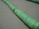 Very Rare Vintage Native American Navajo Graduating Gaspeite Sterling Silver Necklace Old-Nativo Arts