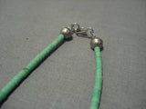 Very Rare Vintage Native American Navajo Graduating Gaspeite Sterling Silver Necklace Old-Nativo Arts