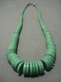 Very Rare Vintage Native American Navajo Graduating Gaspeite Sterling Silver Necklace Old-Nativo Arts