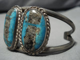 Very Rare Vintage Native American Navajo Morenci Turquoise Sterling Silver Bracelet Old-Nativo Arts
