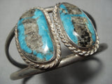 Very Rare Vintage Native American Navajo Morenci Turquoise Sterling Silver Bracelet Old-Nativo Arts
