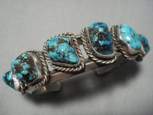 Very Rare Vintage Native American Navajo Persin Turquoise Sterling Silver Bracelet-Nativo Arts