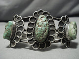 Very Rare Vintage Native American Navajo Triple Spiderweb Turquoise Sterling Silver Bracelet Old-Nativo Arts