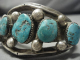 Very Rare Vintage Native American Navajo Turquoise Sterling Silver Bracelet Old Cuff-Nativo Arts