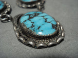 Very Rare Vintage Navajo **blue Thunder Turquoise** Native American Jewelry Silver Necklace Old-Nativo Arts