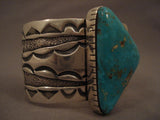 Very Rare Vintage Navajo Carlin Turquoise Native American Jewelry Silver Bracelet-Nativo Arts