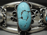 Very Rare Vintage Navajo Crow Springs Turquoise Native American Jewelry Silver Bracelet Old-Nativo Arts