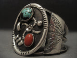 Very Rare Vintage Navajo domed Crow Springs Turquoise Native American Jewelry Silver Bracelet-Nativo Arts