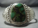 Very Rare Vintage Navajo Green Damale Turquoise Sterling Native American Jewelry Silver Bracelet-Nativo Arts