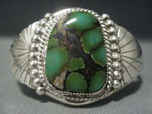 Very Rare Vintage Navajo Green Damale Turquoise Sterling Native American Jewelry Silver Bracelet-Nativo Arts
