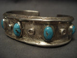 Very Rare Vintage Navajo high Grade Bisbee Turquoise Native American Jewelry Silver Bracelet-Nativo Arts
