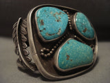 Very Rare Vintage Navajo old Deposit Turquoise Native American Jewelry Silver Bracelet Vtg-Nativo Arts