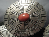 Very Rare!! Vintage Navajo Thomas Singer Coral Sterling Native American Jewelry Silver Concho Belt Old-Nativo Arts
