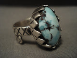 Very Rare Vintage Navajo Yellowhorse Dry Creek Turquoise Native American Jewelry Silver Ring-Nativo Arts